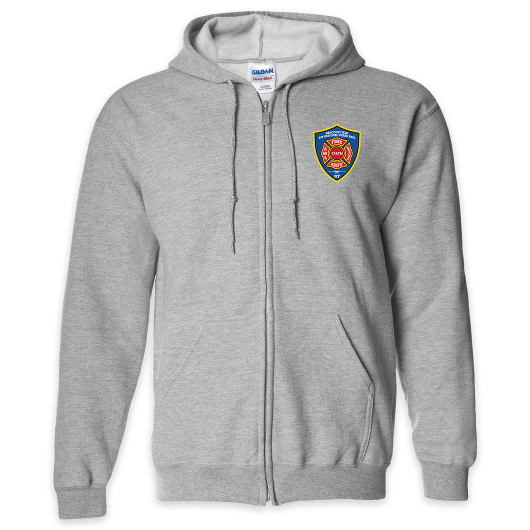 LEISURE WEAR- Hancock Fire Department Full Zip Hooded Sweatshirt (Front Only Full Color Logo)