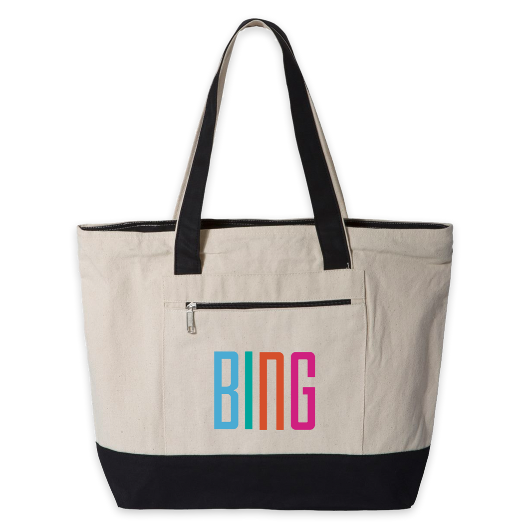 Visit Bing Zippered Tote Bag
