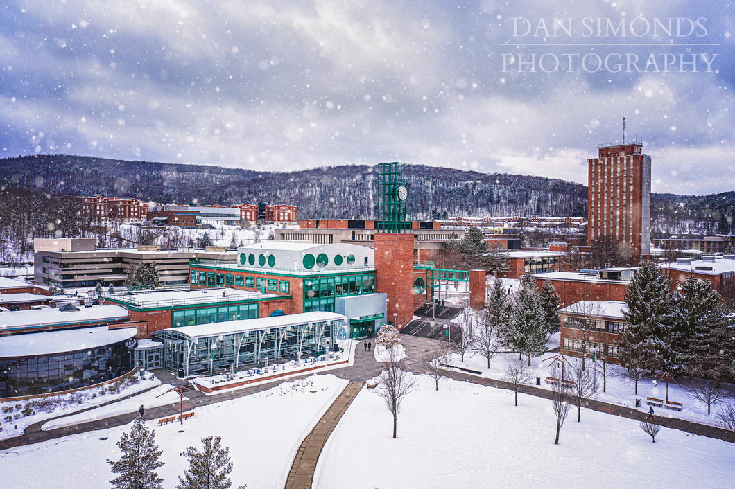 Binghamton University Winter Scene by Dan Simonds Acrylic Print