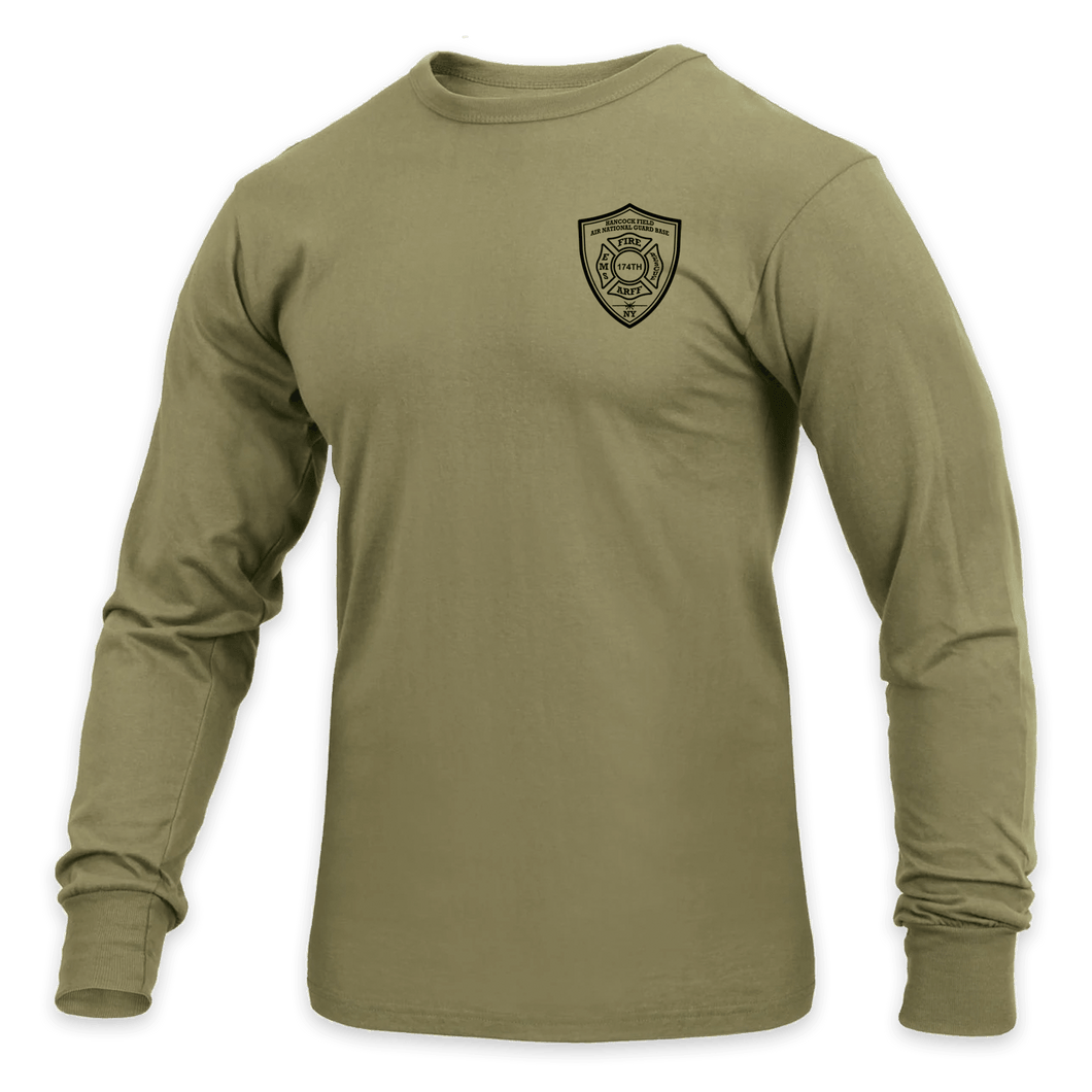 LEISURE WEAR- Hancock Fire Department Coyote Long Sleeve Tee (Black Logo)