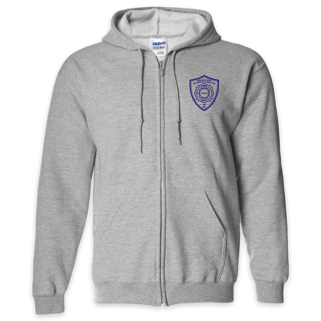 LEISURE WEAR- Hancock Fire Department Full Zip Hooded Sweatshirt (Blue Logo w/back)