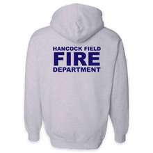 Load image into Gallery viewer, LEISURE WEAR- Hancock Fire Department Hooded Sweatshirt (Blue Logo w/back)
