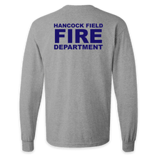 Load image into Gallery viewer, ON DUTY- Hancock Fire Department Long Sleeve T-Shirt (Blue Logo w/back)
