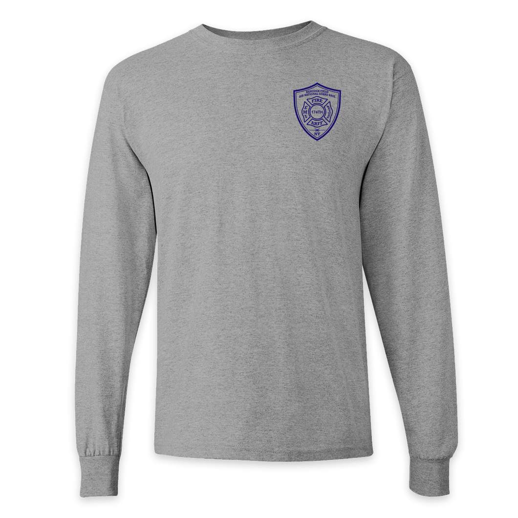ON DUTY- Hancock Fire Department Long Sleeve T-Shirt (Blue Logo w/back)