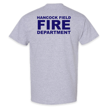 Load image into Gallery viewer, ON DUTY- Hancock Fire Department Short Sleeve T-Shirt (Blue Logo w/back)
