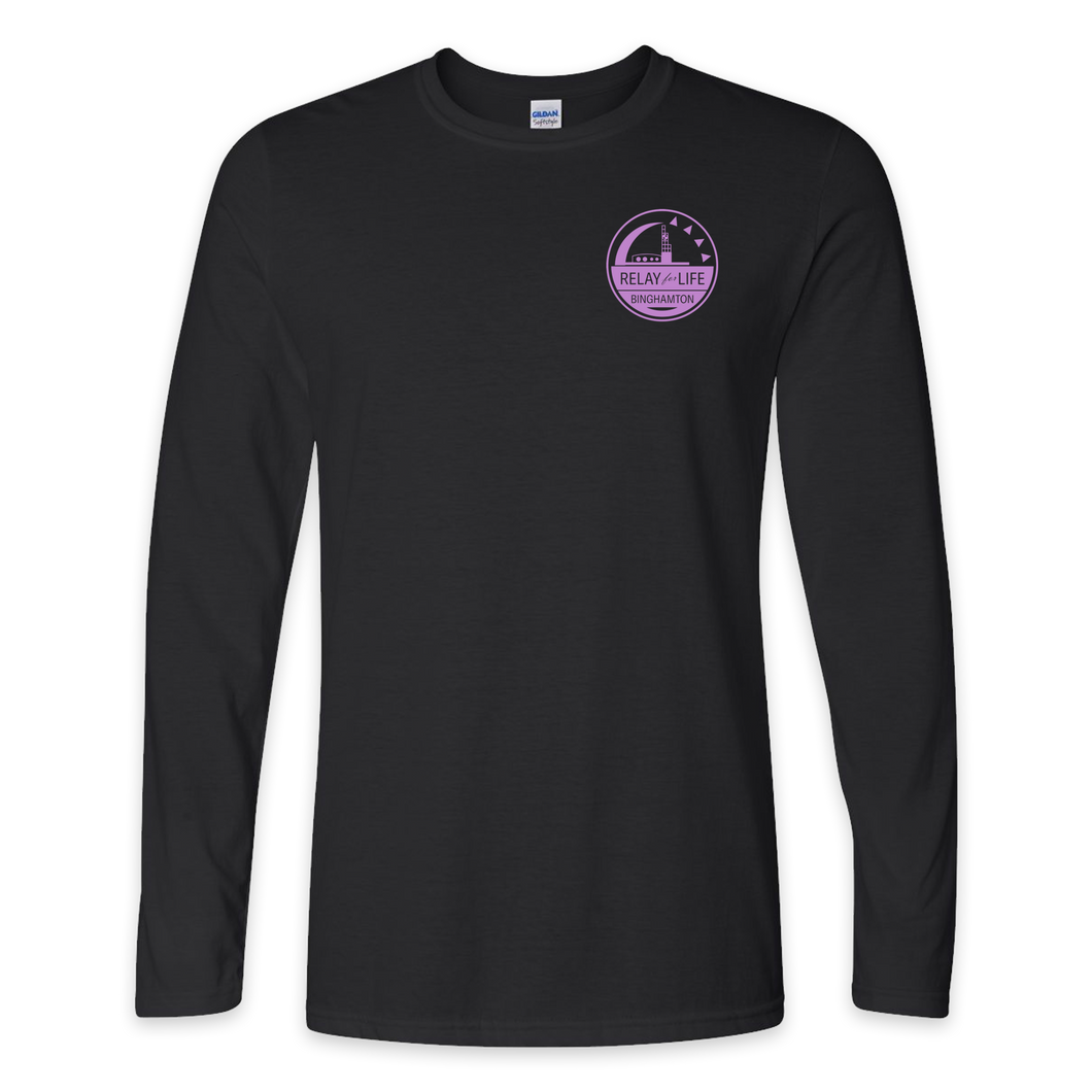 Relay for Life Black Long Sleeve T-Shirt - FRONT LOGO ONLY