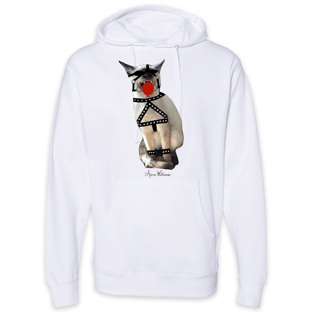 Anne Williams Art Red Ball Cat Pullover Hooded Sweatshirt